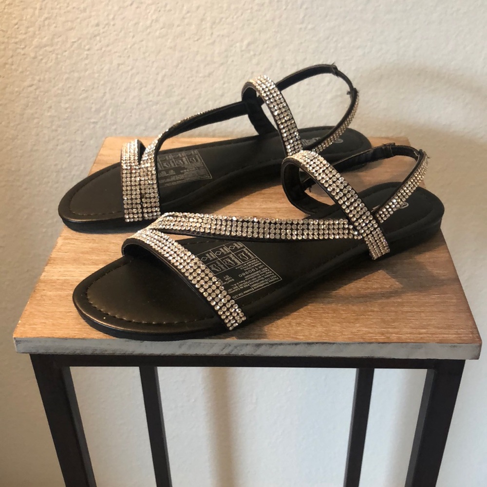 BRASH - NEW “Margarita” Black Embellished Strappy Sandals Size 6 1/2